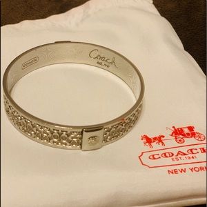 COACH wide monogram silver logo bangle!